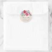 Romantische Waterverf Floral Weddenschap Dank je Ronde Sticker (Tas)