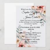 Romantische Waterverf Floral Wedding Kaart (Voorkant / Achterkant)