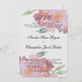 Romantische Waterverf Floral Wedding Kaart (Voorkant / Achterkant)