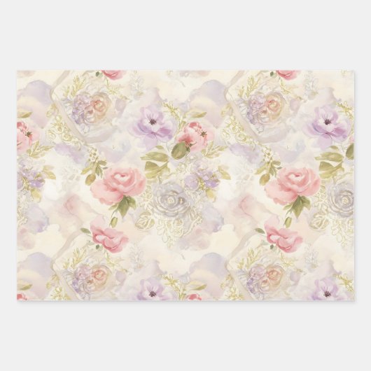 Romantische Waterverf Floral Wrapping Paper - Eleg (Voorkant 2)