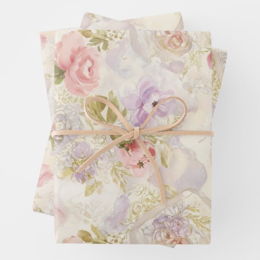 Romantische Waterverf Floral Wrapping Paper - Eleg (In situ)