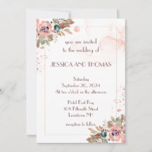 Romantische waterverf florale huwelijksuitnodiging