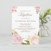 Romantische Waterverf Flowers Baptisme Invitation Kaart (Staand voorkant)