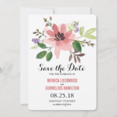 Romantische Waterverf Flowers | Datum opslaan Save The Date (Voorkant)