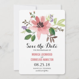 Romantische Waterverf Flowers | Datum opslaan Save The Date