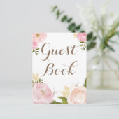 Romantische Waterverf Flowers Guest Book Wedding Briefkaart (Staand voorkant)