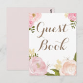 Romantische Waterverf Flowers Guest Book Wedding Briefkaart (Voorkant / Achterkant)