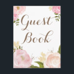 Romantische Waterverf Flowers Guest Book Wedding Briefkaart<br><div class="desc">Een groots gastenboek met prachtige waterverf illustraties van pinda's en roos. Dit is een deel van een trouwsuite. Ideaal voor lente- en tuinbruiloften. Overeenkomende objecten zijn beschikbaar.</div>