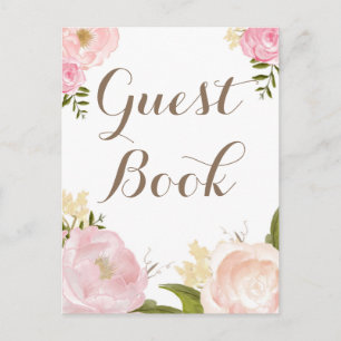 Romantische Waterverf Flowers Guest Book Wedding Briefkaart