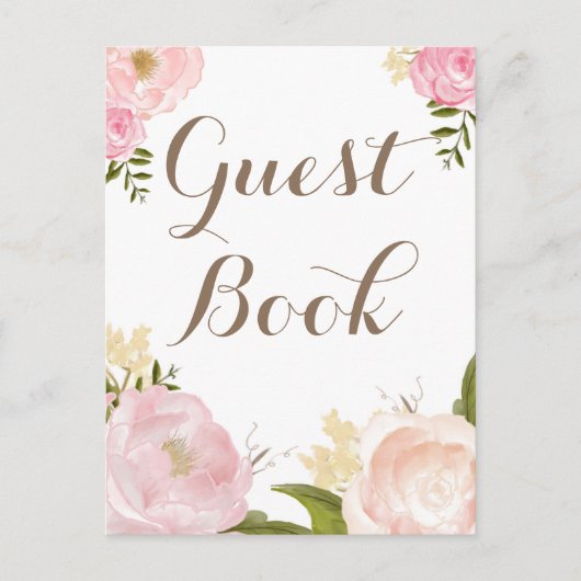 Romantische Waterverf Flowers Guest Book Wedding Briefkaart (Voorkant)