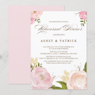 Romantische Waterverf Flowers Rehearsal Kaart