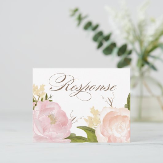 Romantische Waterverf Flowers RSVP Briefkaart II (Staand voorkant)