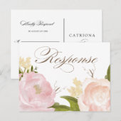 Romantische Waterverf Flowers RSVP II Briefkaart (Voorkant / Achterkant)