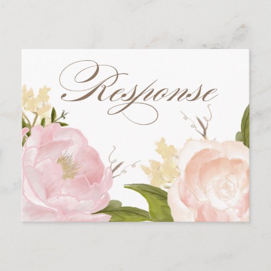 Romantische Waterverf Flowers RSVP II Briefkaart (Voorkant)