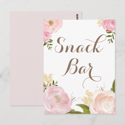 Romantische Waterverf Flowers Snack Bar Sign Briefkaart (Voorkant / Achterkant)