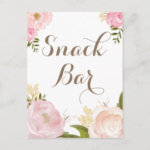 Romantische Waterverf Flowers Snack Bar Sign Briefkaart