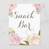 Romantische Waterverf Flowers Snack Bar Sign Briefkaart (Voorkant)