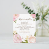 Romantische Waterverf Flowers Weddenschap Informatiekaartje (Staand voorkant)