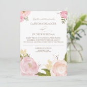 Romantische Waterverf Flowers Weddenschap Kaart (Staand voorkant)