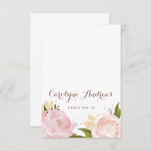 Romantische Waterverf Flowers Weddenschap Place Ca Kaart (Voorkant / Achterkant)