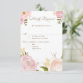 Romantische Waterverf Flowers Wedding Entree RSVP Kaartje (Staand voorkant)