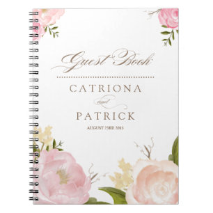 Romantische Waterverf Flowers Wedding Guest Book Notitieboek