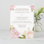 Romantische Waterverf Flowers Wedding IV Kaart (Staand voorkant)