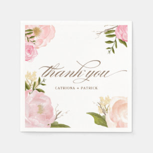 Romantische Waterverf Flowers Wedding Paper Napkin Servet