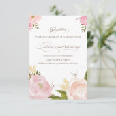 Romantische Waterverf Flowers Wedding Reception Ka Kaart (Staand voorkant)