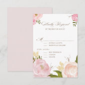 Romantische Waterverf Flowers Wedding RSVP Kaart (Voorkant / Achterkant)