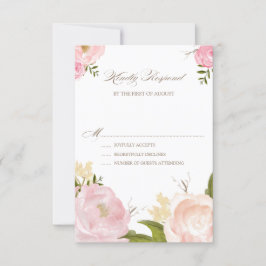 Romantische Waterverf Flowers Wedding RSVP Kaart