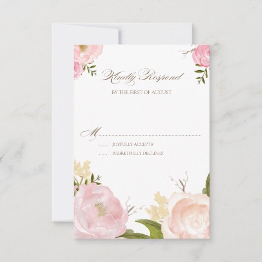 Romantische Waterverf Flowers Wedding RSVP Kaart I (Voorkant)
