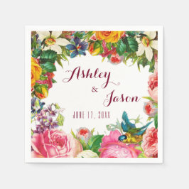 Romantische Waterverf Flowers Wedding Servetten