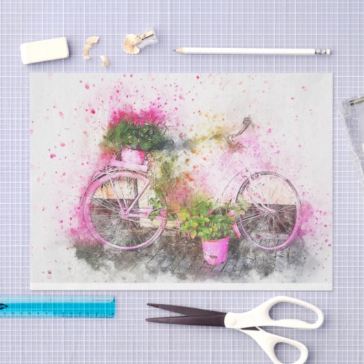 Romantische Waterverf Garden Bicycle-ontkoppeling Tissuepapier (Craft)