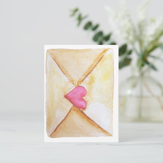 Romantische waterverf hart briefkaart (Staand voorkant)