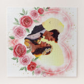 Romantische Waterverf Hart met Gouden Sparkles Legpuzzel (Horizontaal)