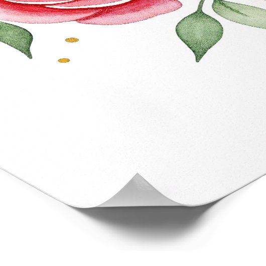 Romantische Waterverf Hart met Gouden Sparkles Poster (Hoek)