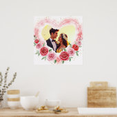 Romantische Waterverf Hart met Gouden Sparkles Poster (Keuken)