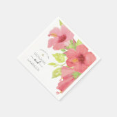 Romantische Waterverf Hibiscus Blooms Trouwpapier Servet (Hoek)