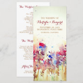 Romantische waterverf huwelijksprogramma's - herfs programmakaart (Voorkant / Achterkant)