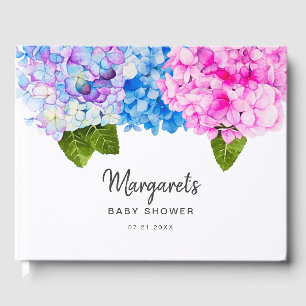 Romantische Waterverf Hydrangea Flower BABY SHOW Gastenboek