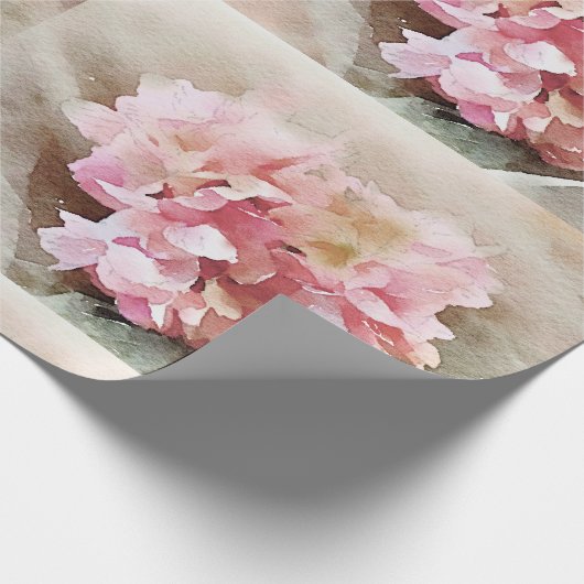 Romantische Waterverf Hydrangea Wrapppapier Cadeaupapier (Hoek)