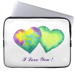 Romantische waterverf Ik hou van je hart Laptop Sleeve