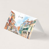 Romantische Waterverf Italiaans Tegels plaats kaar Kaart (Achterkant)