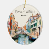 Romantische Waterverf Italië Bruiloft Pas getrouwd Keramisch Ornament (Links)