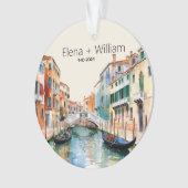 Romantische Waterverf Italië Bruiloft Pas getrouwd Ornament (voorkant)