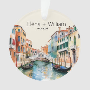 Romantische Waterverf Italië Bruiloft Pas getrouwd Ornament