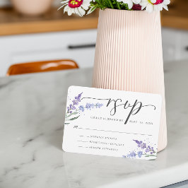 Romantische waterverf lavendel bloemen RSVP kaartje