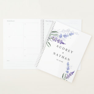 Romantische waterverf lavendel bloemige bruiloft planner
