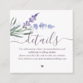 Romantische Waterverf Lavendel bruiloft details Informatiekaartje (Voorkant)